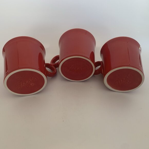 Set of 3 Fiestaware HLC O Ring Handle Coffee Mugs Cups Scarlet Red Homer USA - Picture 5 of 9